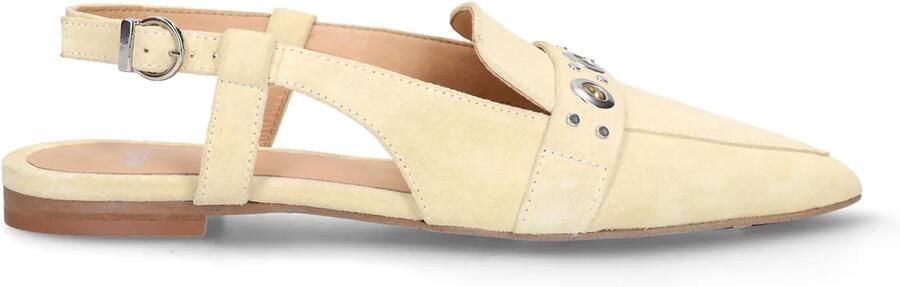 Manfield suède slingback loafers lichtgeel - Foto 4