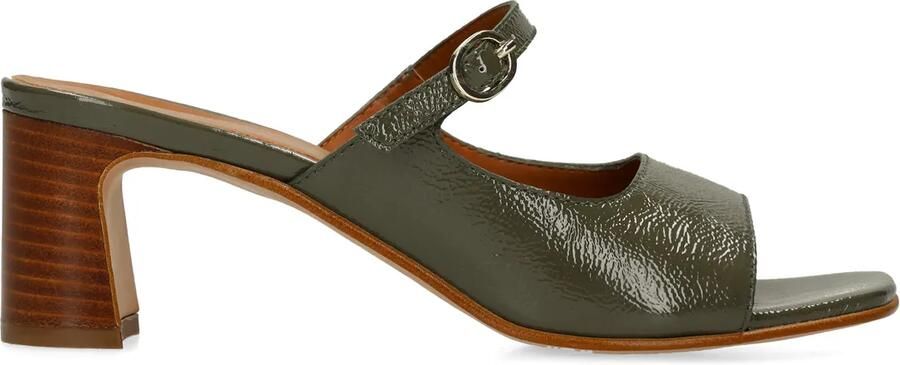 Manfield Dames Groene leren sandalen met hak - Foto 2