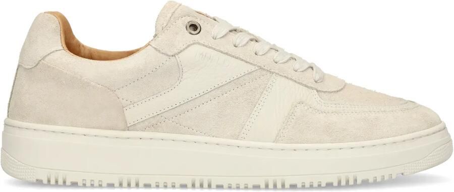 Manfield Heren Lichtgrijze suède sneakers met leren details - Foto 2