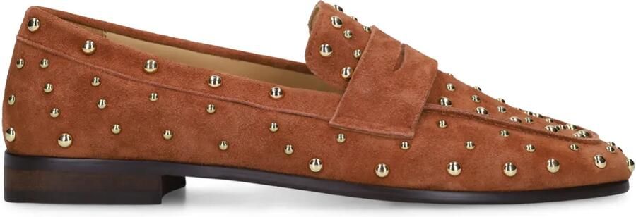 Manfield Dames Oranje suède loafers met studs - Foto 2