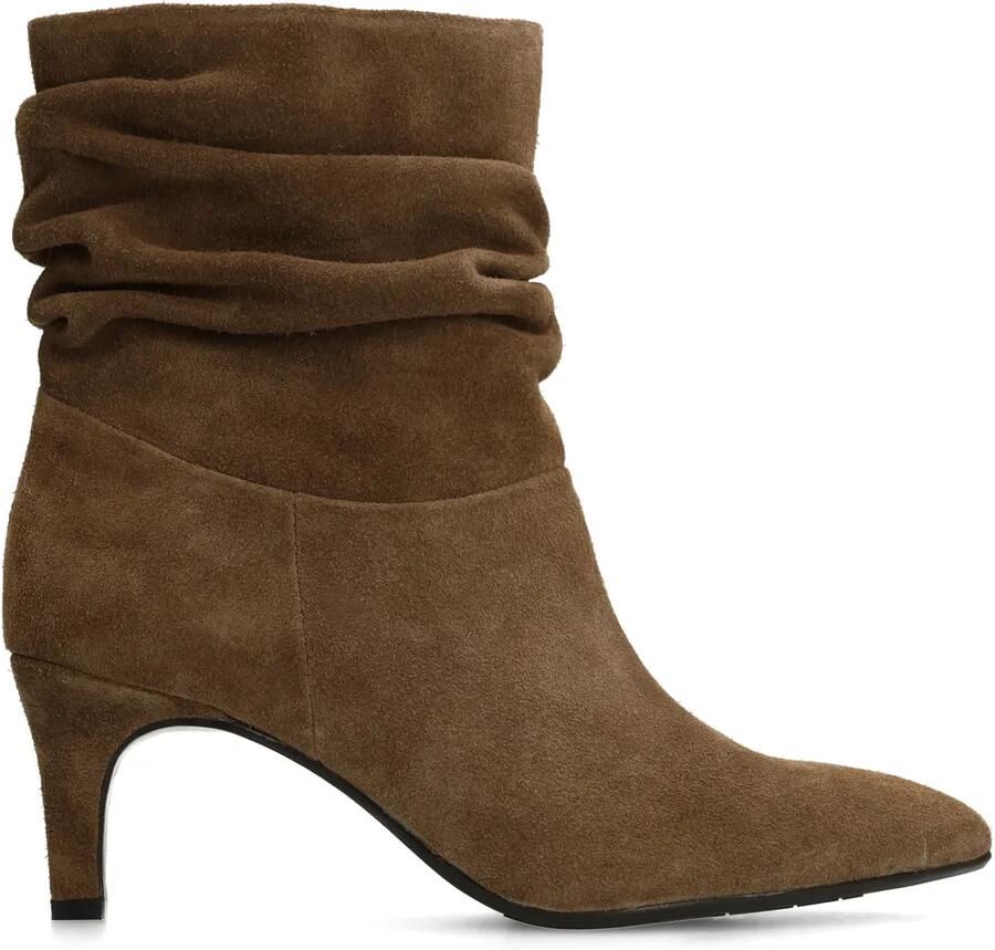 Manfield Dames Taupe suède enkellaarsjes met hak - Foto 2