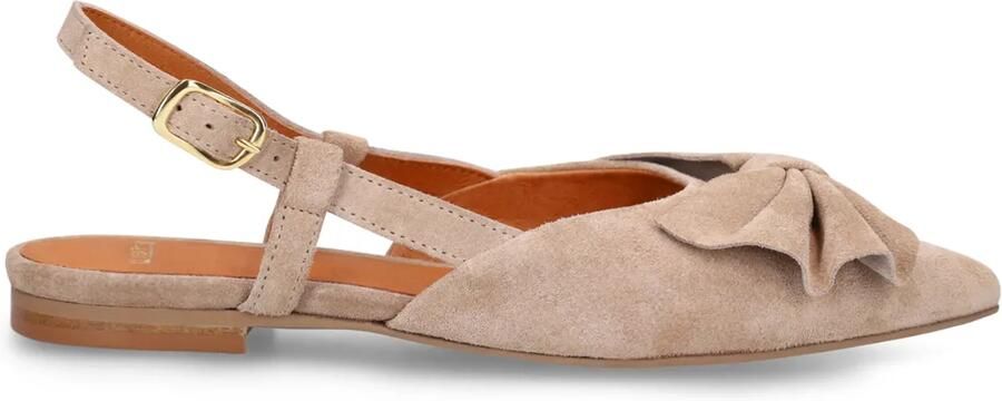 Manfield Dames Taupe suède slingbacks met strik - Foto 4