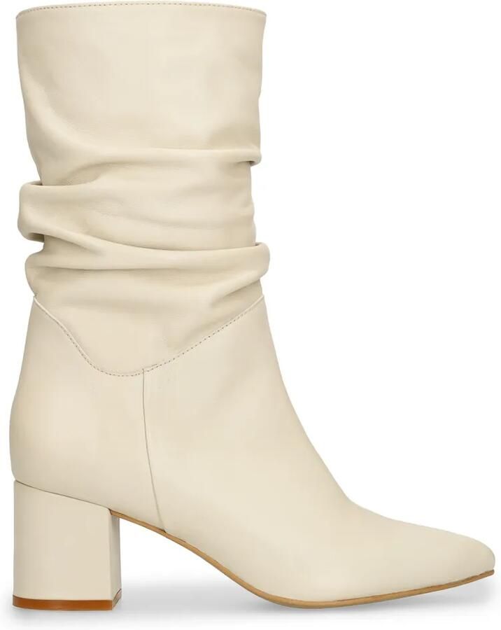 Manfield Dames Witte leren enkellaarsjes met hak