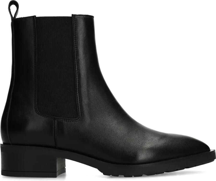 Manfield Dames Zwarte leren chelsea boots