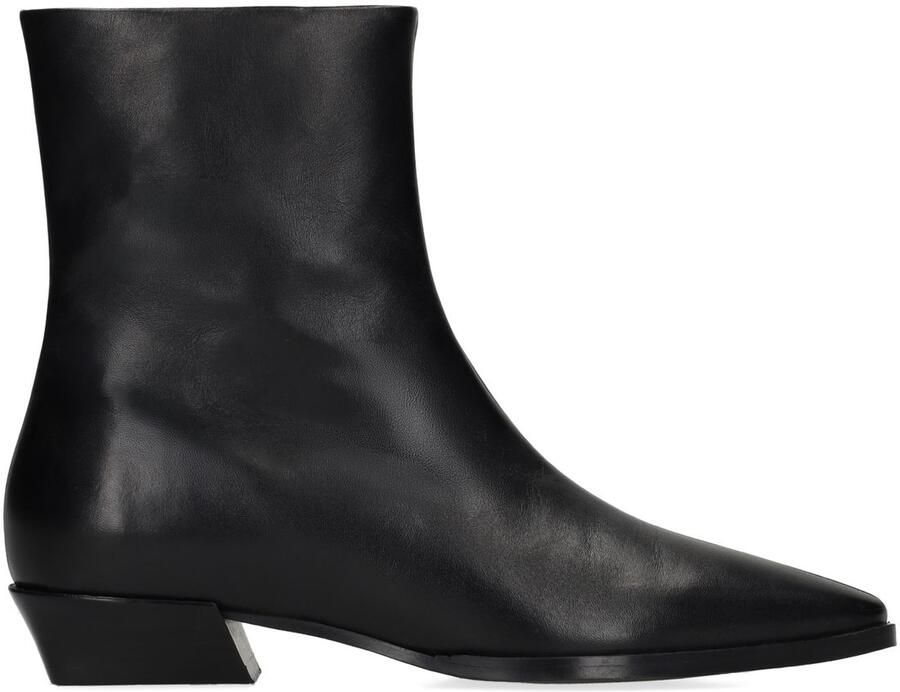 Manfield Dames Zwarte leren enkellaarsjes