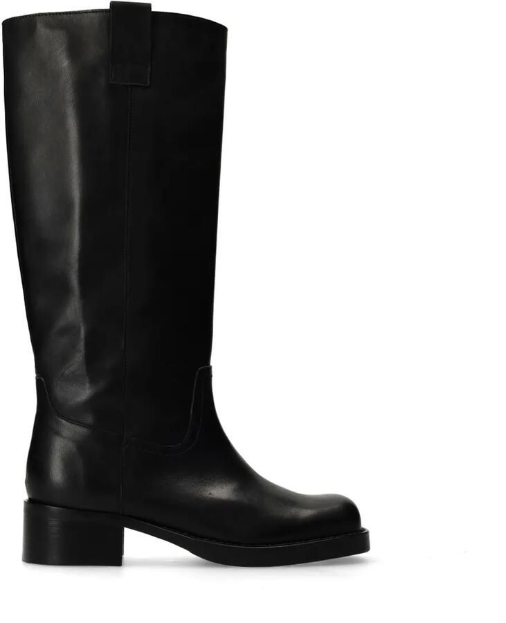 Manfield Dames Zwarte leren hoge laarzen - Foto 2