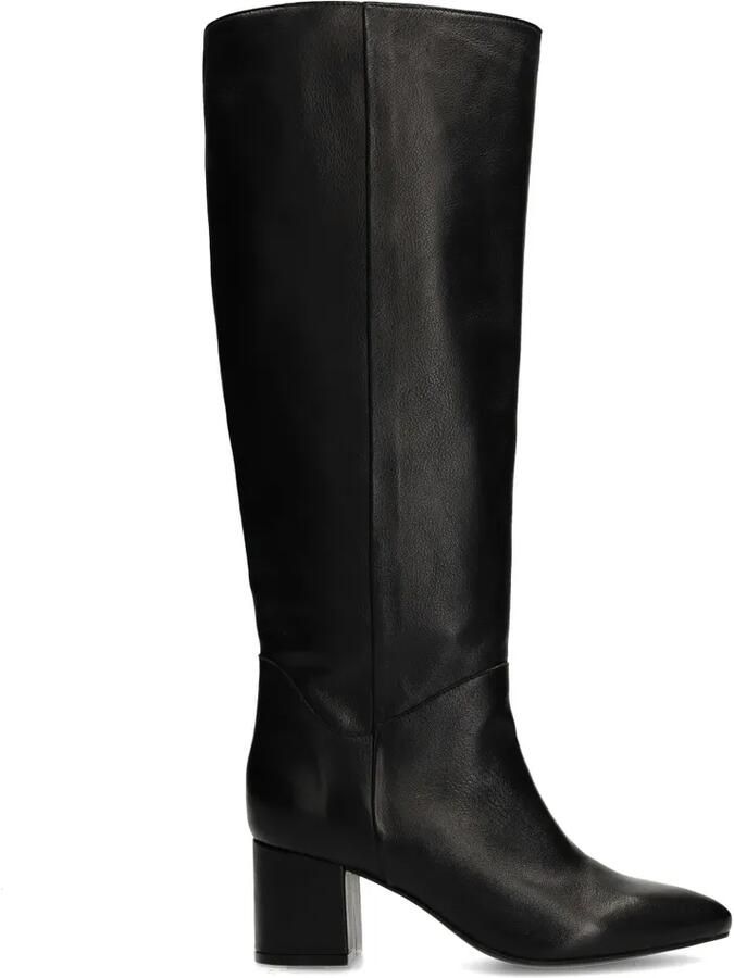 Manfield Dames Zwarte leren hoge laarzen met brede schacht - Foto 2