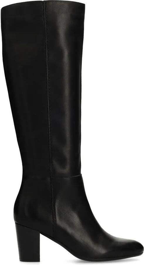 Manfield Dames Zwarte leren hoge laarzen met hak - Foto 2