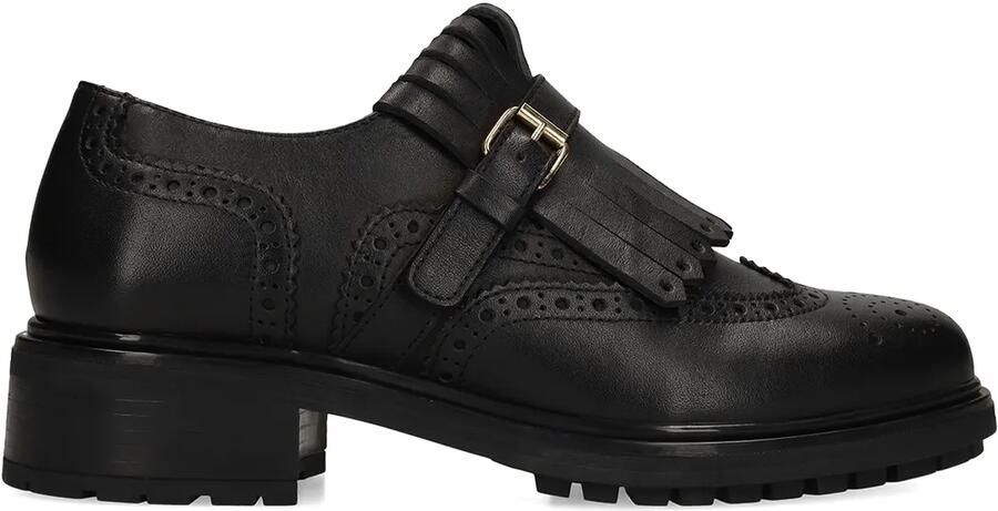 Manfield Dames Zwarte leren loafers met gespsluiting - Foto 2