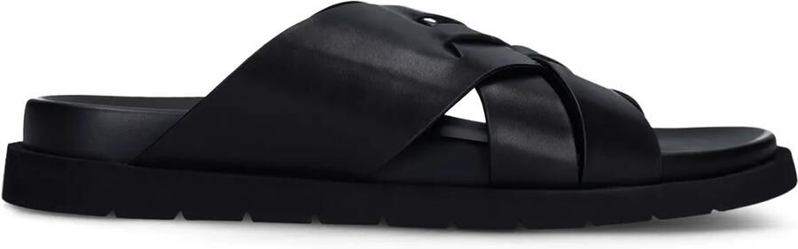 Manfield Heren Zwarte leren slippers - Foto 2
