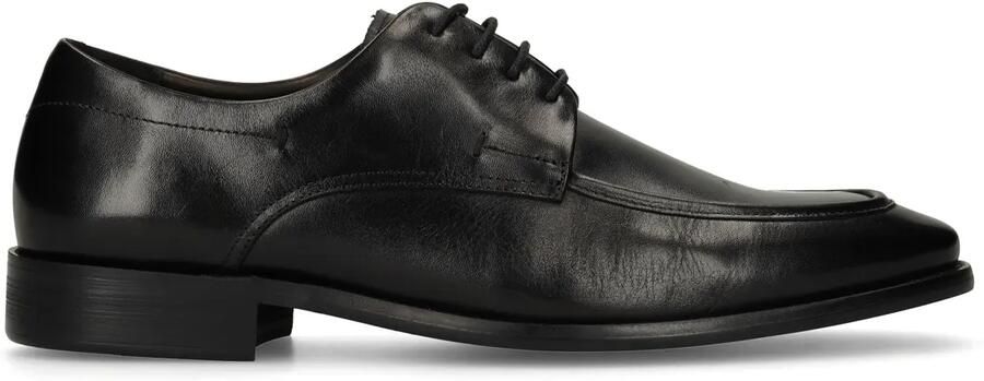 Manfield Heren Zwarte leren veterschoenen