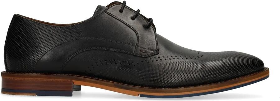 Manfield Zwarte leren veterschoenen