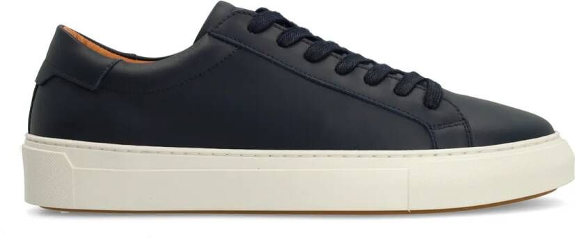 Manfield Navy leren sneakers