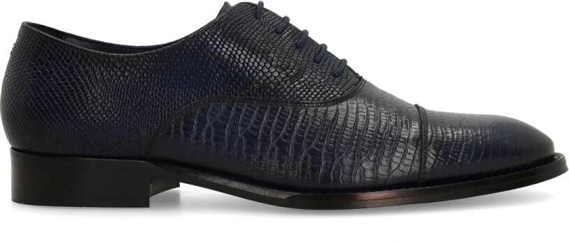 Manfield Heren Donkerblauwe leren veterschoenen - Foto 2