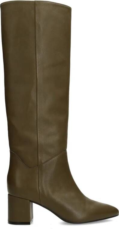 Manfield Dames Olijfgroenen leren hoge laarzen met hak - Foto 3