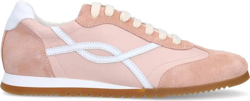 Manfield Roze leren sneakers