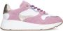 Manfield Dames Roze leren sneakers met metallic details - Thumbnail 2