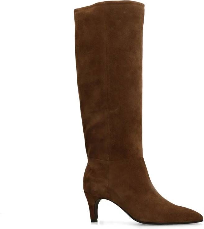 Manfield Dames Taupe hoge suède laarzen met hak - Foto 2