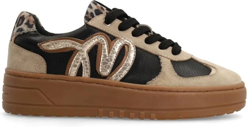 Manfield Dames Taupe leren sneakers met details - Foto 2