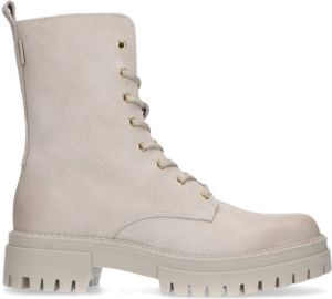 Manfield Taupe leren veterlaarsjes