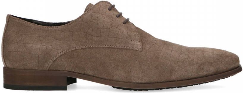 Manfield Heren Taupe suède veterschoenen