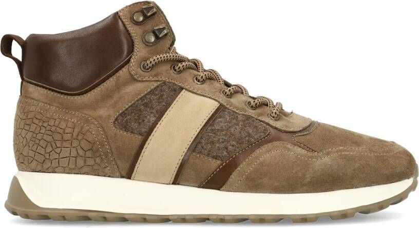 Manfield Taupe suède veterschoenen