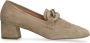 Manfield Dames Beige suède pumps met ketting - Thumbnail 3