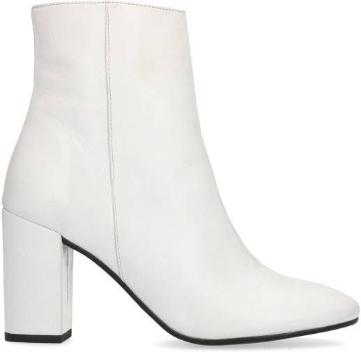 Manfield Witte enkellaarsjes met hak - Schoenen.nl
