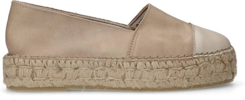 Manfield Witte leren espadrilles met plateauzool