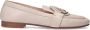 Manfield Dames Witte leren loafers met goudkleurig detail - Thumbnail 3