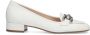 Manfield Dames Witte leren loafers met zilverkleurige chain - Thumbnail 3