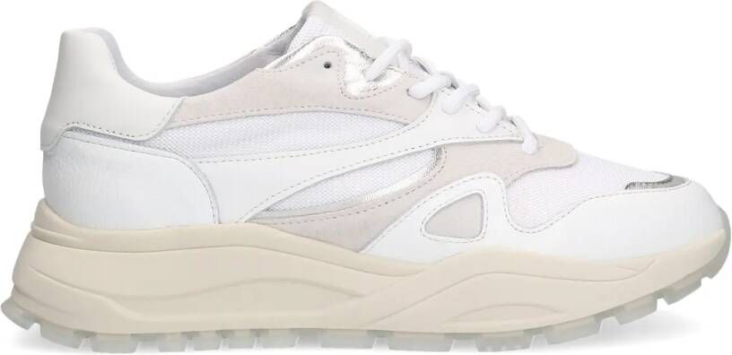 Manfield Witte leren sneakers