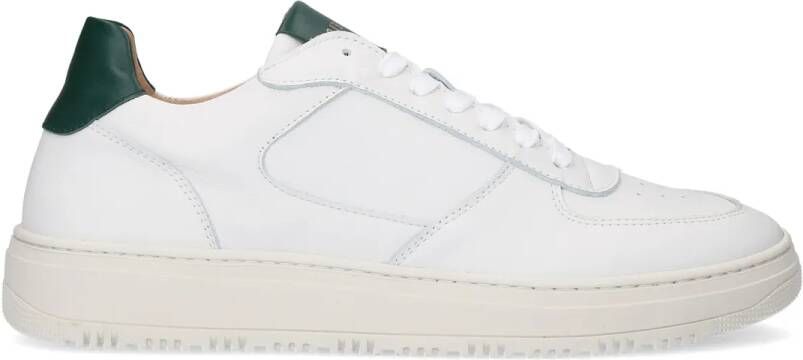 Manfield Heren Witte leren sneakers