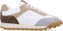 Manfield Dames Witte leren sneakers met beige suède details - Thumbnail 2
