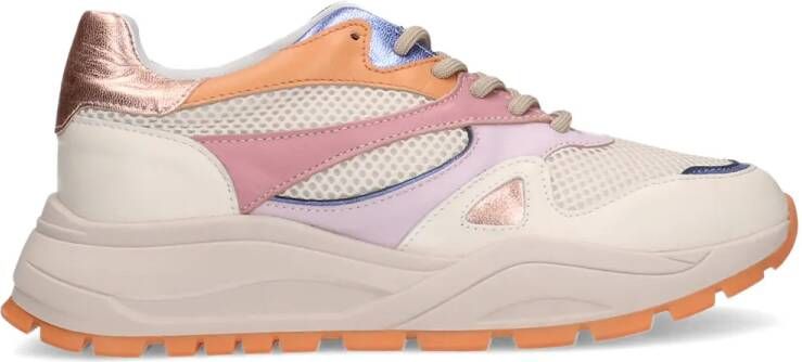 Manfield Dames Witte leren sneakers met gekleurde details - Foto 2