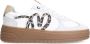 Manfield Dames Witte leren sneakers met leopard details - Thumbnail 2