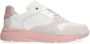 Manfield Dames Witte leren sneakers met roze zool - Thumbnail 2