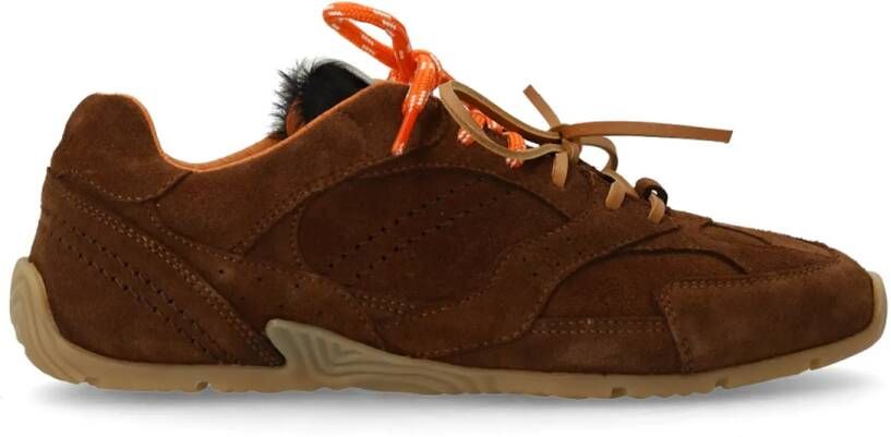 Manfield X Isabelle Bruine suède sneakers met dubbele veters