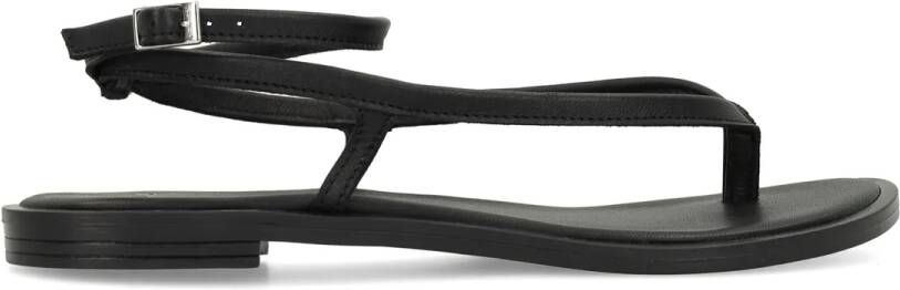 Manfield X Jolielot Zwarte leren sandalen