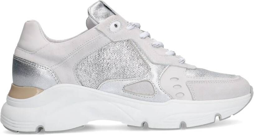 Manfield Dames Zilveren leren sneakers - Foto 2