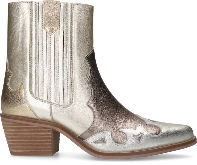 Manfield Dames Zilveren metallic leren cowboy laarzen - Foto 2