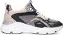 Manfield Dames Zilverkleurige leren sneakers met mesh details - Thumbnail 2