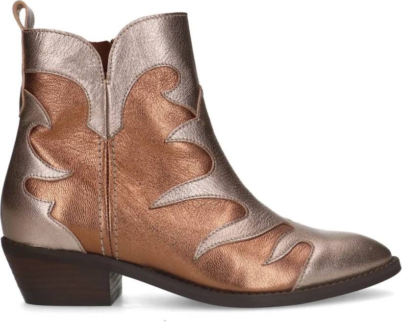 Manfield Zilverkleurige metallic leren cowboy laarzen