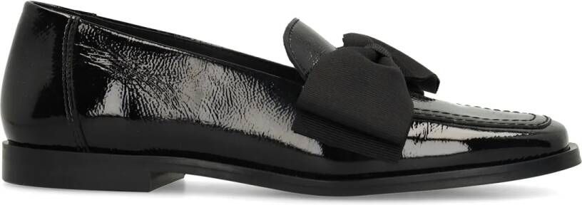 Manfield Zwarte lakleren loafers met strik