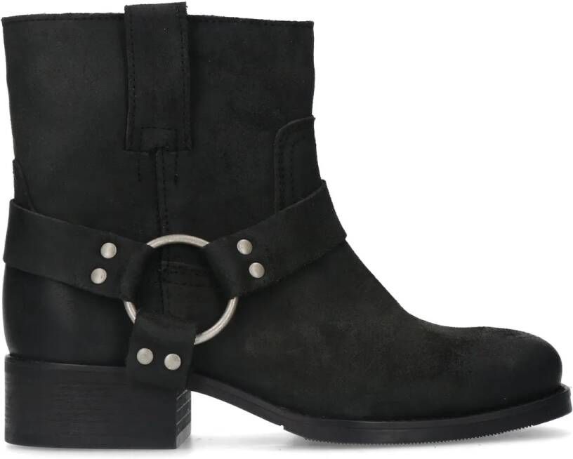 Manfield Zwarte leren biker boots