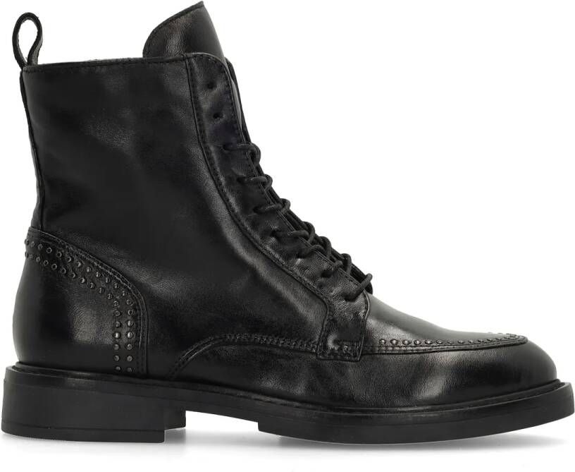 Manfield leren veterboots met studs zwart - Foto 3