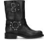 Manfield Dames Zwarte leren biker boots met zilverkleurige gespjes - Thumbnail 2