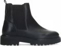 Manfield Dames Zwarte leren chelsea boots - Zwart