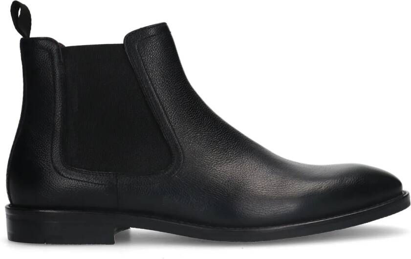 Manfield Zwarte leren chelsea boots