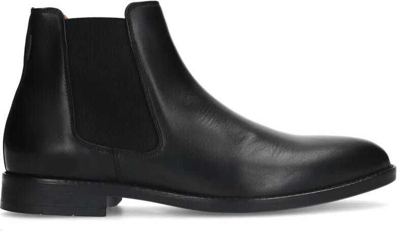 Manfield Zwarte leren chelsea boots